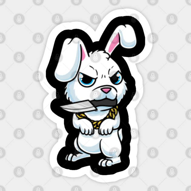 Cute Bunny With Knife White Rabbit Rabbit Lover Sticker TeePublic